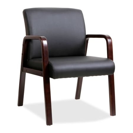 Lorell Black Leather Wood Frame Guest Chair - Black with Espresso Frame 40201